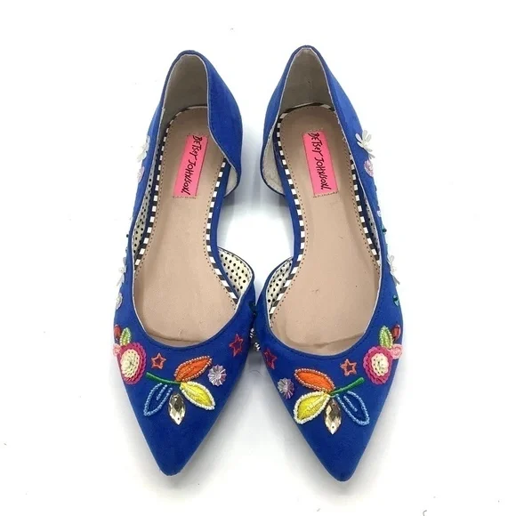 Betsey Johnson  Cypress Blue Beaded‎ Embellished Flats Size 6.5 - Picture 6 of 16